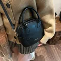 Retro black leather crossbody bag with geometric patchwork and adjustable strap - 21*8*18 / Black