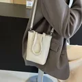 Mini textured leather crossbody phone bag in light grey with double handles and slim strap - 15*6*19 / Gray