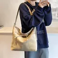 Khaki Retro-Tragetasche aus mattem Wildleder für Damen mit dekorativem Schleifendetail - 32*12*32 / Khaki