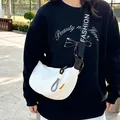 Borsa a tracolla a mezzaluna bianca con cinturino nero a contrasto FASHION - 28*10*18 / Contrasto Nero