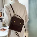 Sac à dos convertible en cuir marron foncé avec boucles dorées tendance - Marron