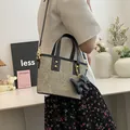 Beige marble print tote bag with black handles and puppy charm detail - Basic Style / Black and Grey