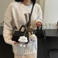 Black vintage shoulder bag with cloud charm in large and mini sizes crossbody set - Large / Black