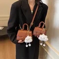 Brown mini crossbody bag with adjustable strap and cute cloud charm accessory - Large / Brown
