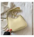 Minimalist cream yellow faux leather hobo shoulder bag with adjustable strap - Milk Yellow