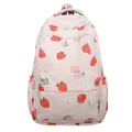 Zaino rosa per studenti con stampa di fragole e cocco e ampio scomparto principale - Rosa