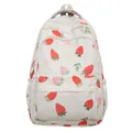 Zaino scolastico beige con graziose stampe di fragole e limoni per ragazze - Bianco Sporco