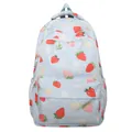 Zaino scolastico azzurro con stampa di fragole, grande capacità e tasche multiple - Blu