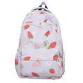 Light purple backpack with strawberry floral print and multiple zipper pockets - Purple