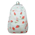 Pastel green school backpack with strawberry and lemon prints for students - Green