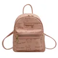 Pink faux leather mini backpack with cute bear patterns and Flenew Bear logo print - 20*13*23 / Pink