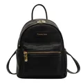 Black mini backpack with cute bear embossing and stylish gold metal hardware details - 20*13*23 / Black