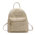Mini backpack in cream faux leather with cute bear pattern and FLenew Bear logo - 20*13*23 / Off White