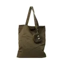 Bolso tote plegable verde oliva con asas largas y monedero de ojos de monstruo a juego - Grande / Verde Militar
