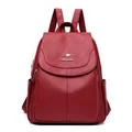 Zaino da donna minimalista in morbida pelle bordeaux con trama a litchi - Borgogna