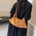 Brown velvet drawstring tote bag with smooth texture and vintage shoulder strap - Brown