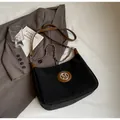 Sac fourre-tout noir en toile avec bordure en cuir marron et logo M métallique - Noir