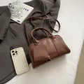 Brown Boston handbag in matte leather with adjustable strap and small square coin purse - 24*8*13cm / Brown