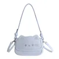 Light blue cat-shaped crossbody bag with ear details and cute face embroidery - Cat Shape (No Pendant) / Blue Without Charm