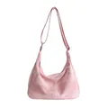 Sac hobo vintage rose en toile texturée avec bandoulière réglable pour femmes - 33*11*22 / Rose