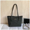 Dark gray suede tote bag with embossed bear pattern and stylish gold logo plaque - Black without Pendant