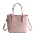 Elegante borsa a secchiello in pelle rosa con fibbie argento e tracolla rimovibile - Senza Ciondolo / Rosa