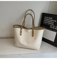 Cream checkerboard tote bag with brown straps and textured embossed details - No Pendant / Khaki