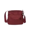 Bolso bandolera de nailon burdeos con múltiples cremalleras y correa ancha ajustable - Burdeos