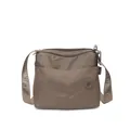 Bolso tote de nailon marrón con correa ajustable con logo y parche circular de CJK - Caqui
