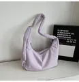 Soft padded nylon tote bag in light purple with quilted finish and shoulder strap - No Pendant / Taro