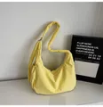 Light yellow padded nylon hobo shoulder bag with wide strap for casual commuting - No Pendant / Yellow
