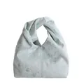 Sac seau à nœud minimaliste vert menthe avec motif floral jacquard blanc élégant - 22x10x15cm / Vert