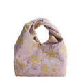 Sac seau en brocart floral rose avec poignée nouée unique au design minimaliste - 22x10x15cm / Rose