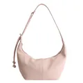 Pink crescent shoulder bag in lychee pattern leather with side knot detail - Pink