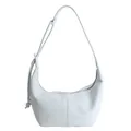Minimalist ice blue crescent hobo bag in lychee texture with knot detail strap - Blue