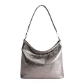 Sac hobo argenté métallisé avec texture plissée et bandoulière réglable - Coupe régulière / Or Titane