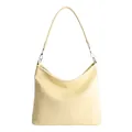 Sac hobo jaune pâle en cuir verni froissé avec des finitions métalliques argentées - Coupe régulière / Jaune