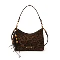 Chic leopard print underarm bag with beaded tassel detail and sleek brown shoulder strap - With Pendant / Leopard Coffee