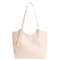 Retro cream beige tote bag with unique wavy edge and adjustable metal buckle shoulder strap - 29*11*25cm / Basic Style / Off White