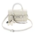 Borsa baguette bianco crema con fibbia a cuore argentata e ciondolo a cavallo decorativo - Con Ciondolo / Bianco Sporco