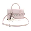 Elegante borsa baguette in pelle rosa chiaro opaca con fibbia argento e ciondolo a cavallo - Con Ciondolo / Rosa