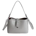 Borsa a mano minimalista grigio chiaro con tracolla regolabile e scomparto interno - Borsa Principale e Pochette Interna / Grigio