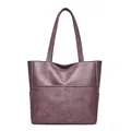 Borsa tote color malva in morbida ecopelle con doppie tasche frontali applicate - Viola