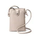 Sac à bandoulière minimaliste beige pour téléphone en similicuir à grain de galet - Kaki