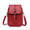 Mini sac bandoulière rouge foncé avec double fermeture éclair et texture cuir vintage - Rouge