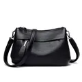 Elegante bolso bandolera de cuero sintético negro para mujer con textura de grano - Negro