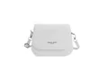 White vintage saddle bag in matte PU leather with Fashion Trend logo print and silver hardware - White