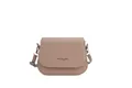 Chic beige saddle crossbody bag with minimalist 'Fashion Trend' print and silver hardware - Khaki