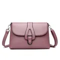 Sac bandoulière vieux rose pour femme avec cuir motif litchi et fermeture à rabat - Violet Taro
