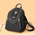 Mochila de moda negra en tela oxford para mujer con cremalleras doradas y gran capacidad - Negro